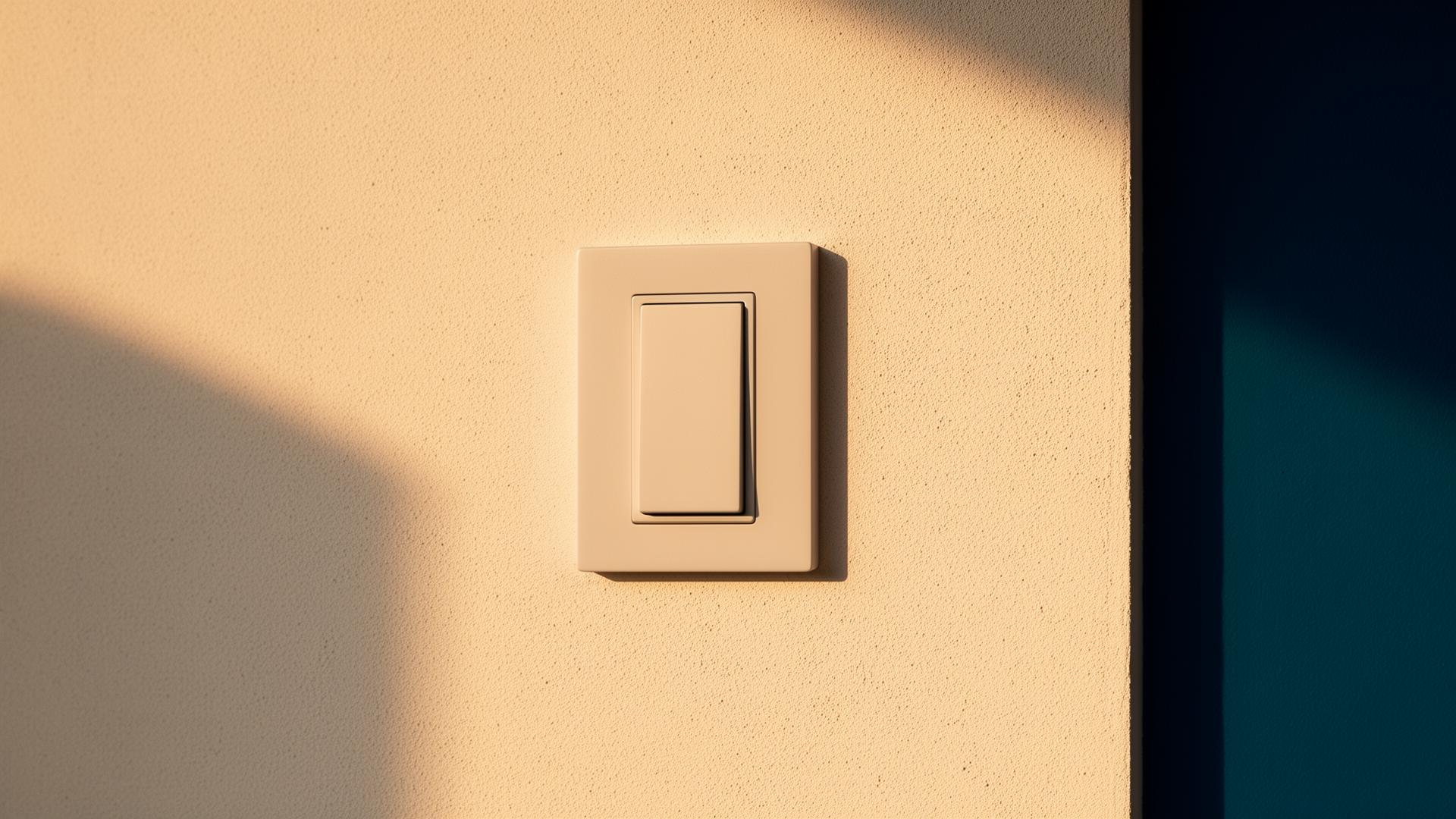 Modern flush wall switch on a cream-colored wall